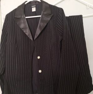 Womens black with white stripe suit from Frederick
